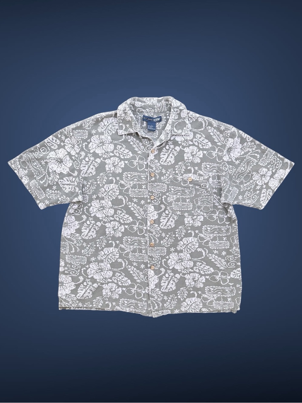 Men's Gray Floral Short-Sleeve Button-Down Shirt